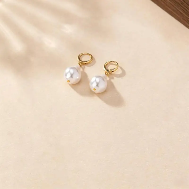 Elegant Bridal Necklace Set for Women Faux Pearls Beaded with Stud Earrings 1Set
