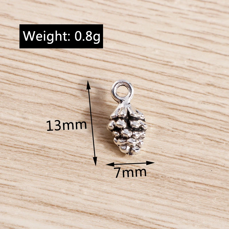 Tusember 30 Stück 7*13mm Anhänger aus Legierungsmetall in Tannenzapfenform, DIY Antik-Silberfarben für Ohrringe, Halsketten, Schmuckherstellung Zubehör – Detail 2
