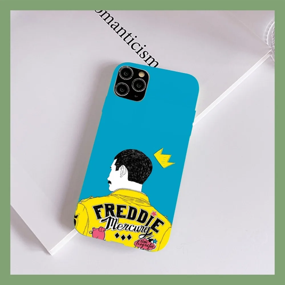 Rock Funky D-Freddie N-Mercury Q-Queen Phone Case for iPhone 14 11 12 13 Mini Pro Xs Max 6S Plus X XR Solid Candy Color Case