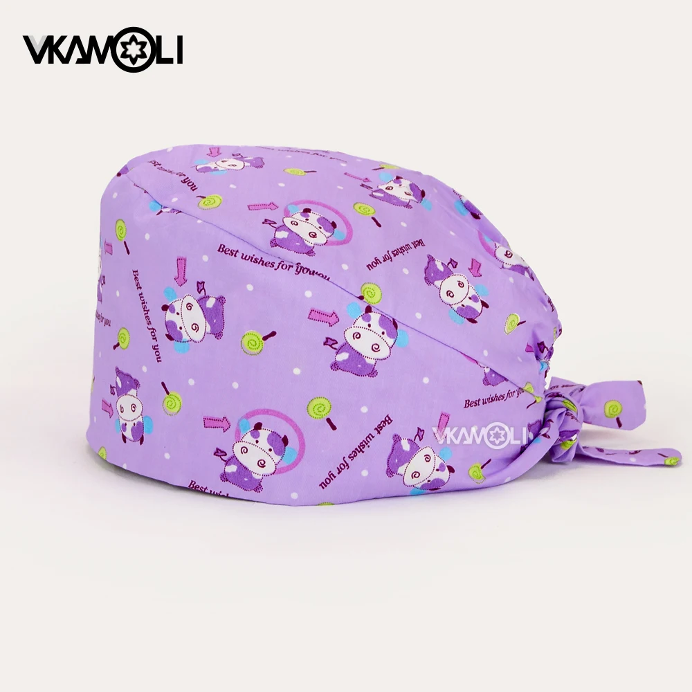 cute little panda printed scrubs cap Workshop dust cap lab scrubs women Wholesale prices scrub hats