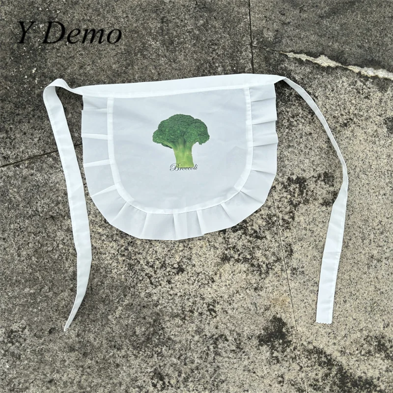 Y 데모 귀여운 금붕어 곤충 프린트 Drawstring Cummerbunds 여성 Y2k 재미 있은 코스프레 앞치마