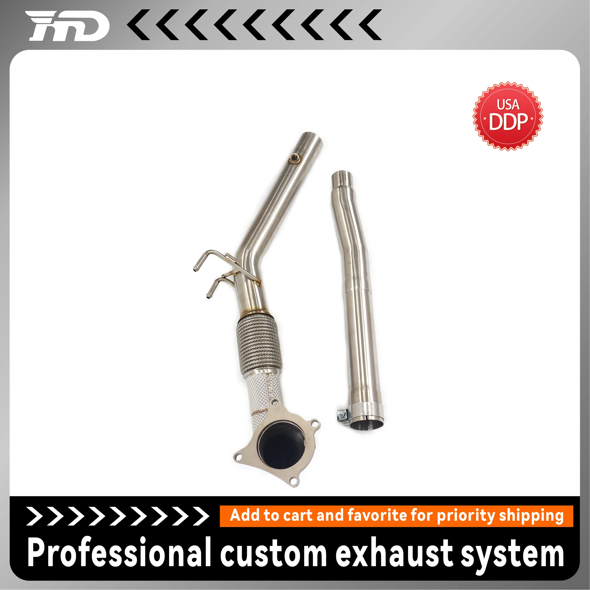 

High Flow Performance Downpipe for Volkswagen Golf GTI MK6 HMD Exhaust System With Heat Shield Racing Pipe