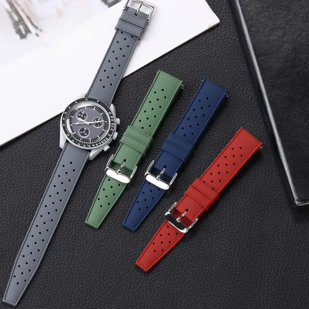 18mm 20mm 22mm Tropical Silicone Watch Band Quick Release Strap for Oris for Seiko for Citizen Rubber Tropic Smart Watch Straps view 5
