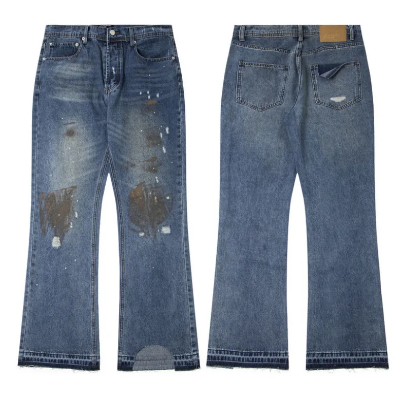 New Men Old Washed Eyes Ink Tag Denim Zipper Slim Fit Straight PANT Jeans Cotton Denim Pants Casual Jeans Size S M L XL #a11