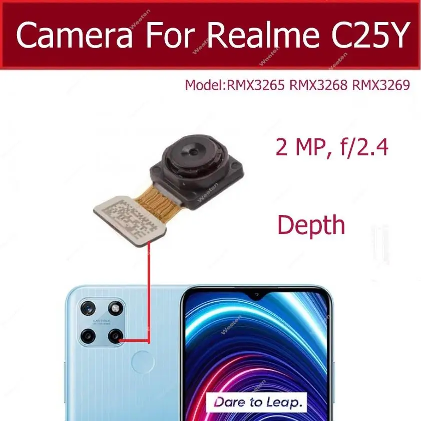 Front Back Rear Camera For Realme C35 C25 C25S C25Y Main Camera Small Selfie Camera Flex Cable Module Replacement Parts