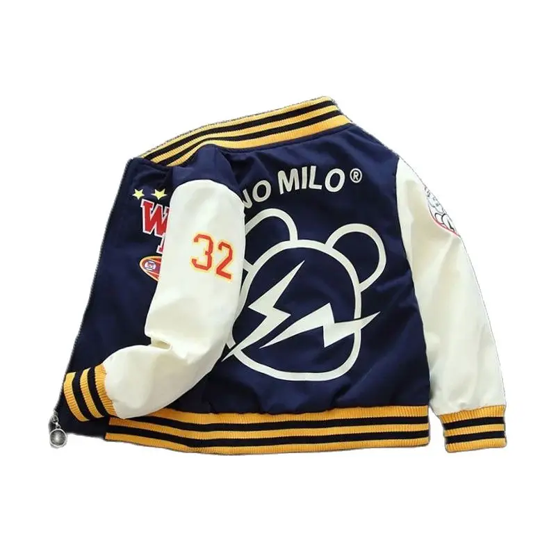 Autumn 2-12 Year Old Kids Boys Jacket Windbreaker Letter Cartoon Bear Outerwear Sports Casual Clothing Christmas Birthday Gift