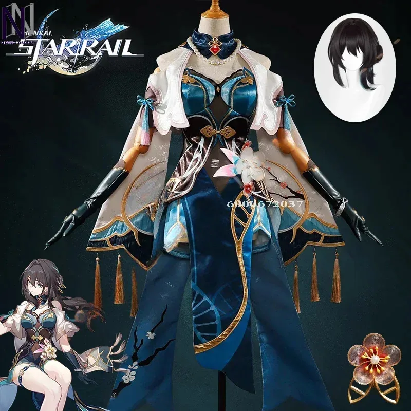 

Honkai Star Rail Ruan Mei Cosplay Costume Wig Dress Uniform Scholar Genius Society Earrings Headwear Halloween Party Women