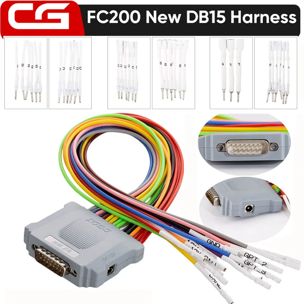 New 2026 CG FC200 New DB15 Harness with GTP2 and GTP3  16 PIN Jumper Cable for ECU Read/Write with New 12V Control and GPT-4
