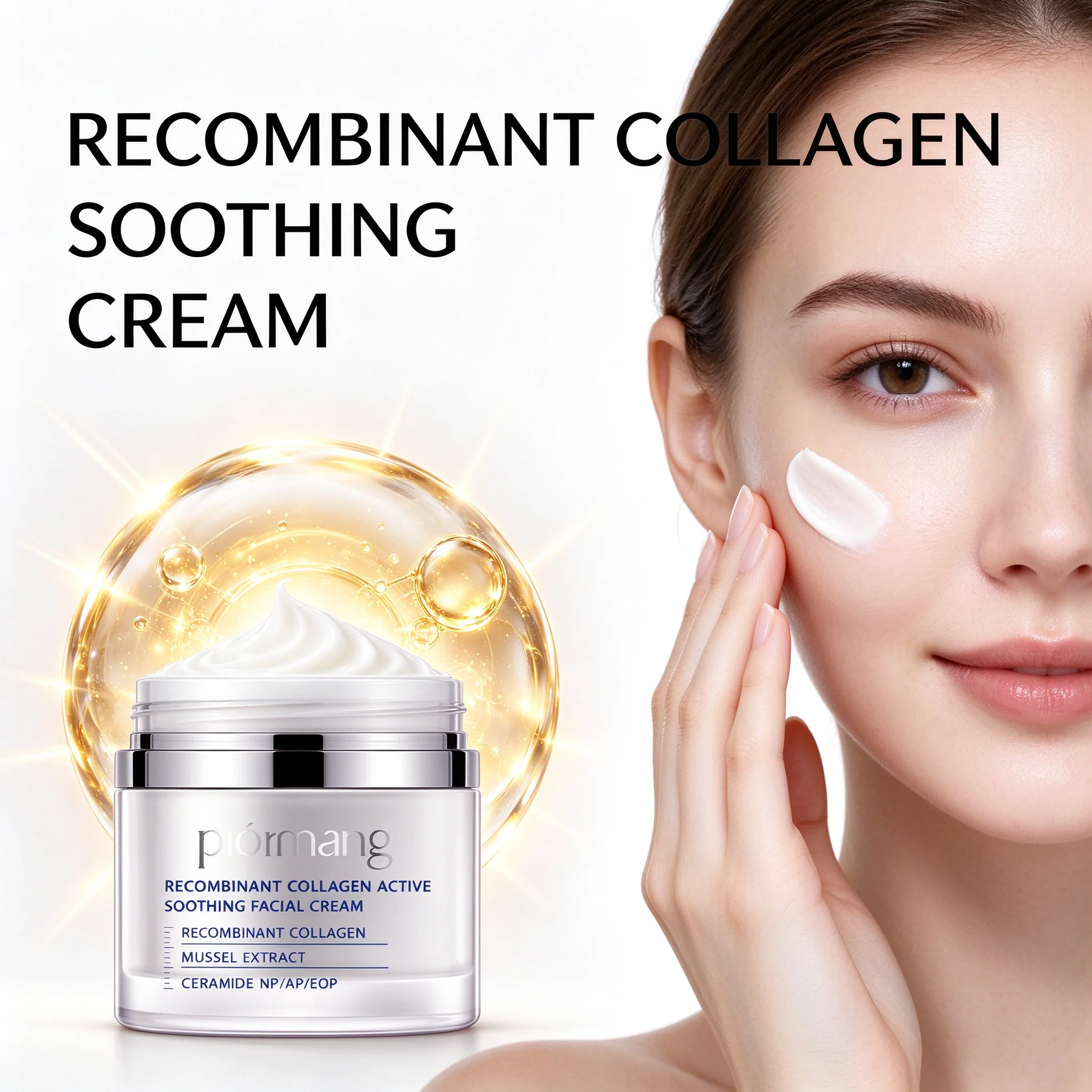 Recombinant Collagen Mussel Extract Repair Serum with Ceramide Squalane Jojoba Oil for Sensitive Skin Barrier Recovery