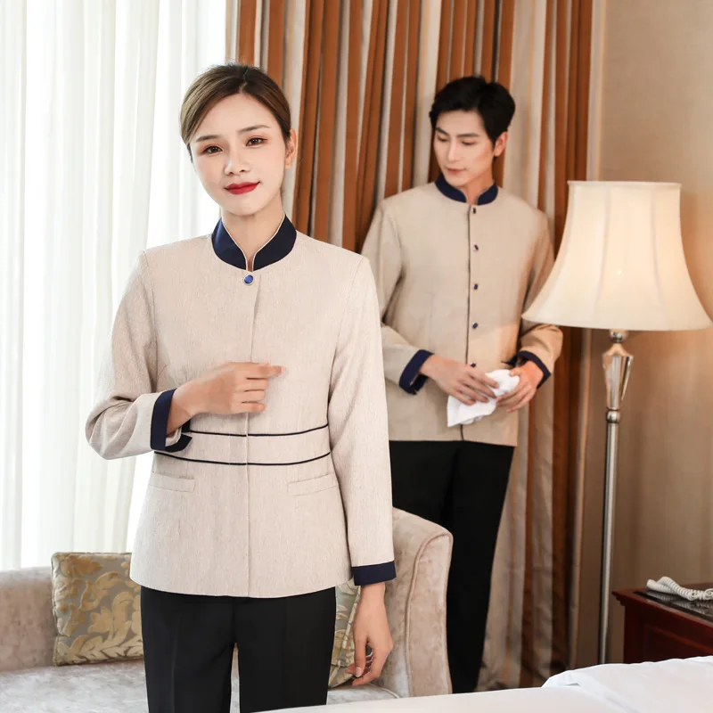 

Cleaning Service Long Sleeve Autumn Winter Hotel Guest Room Cleaner Work Uniform Top Property Auntie Workwear Uniform