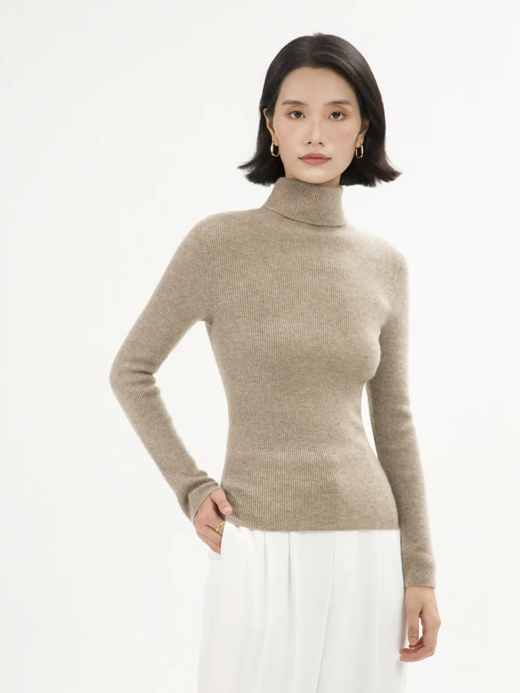 

Versatile Pullover Autumn Winter Sweater Women's Knitted Clothes 100% Cashmere Sweater Turtleneck Slim Pullover Inside Join Tops