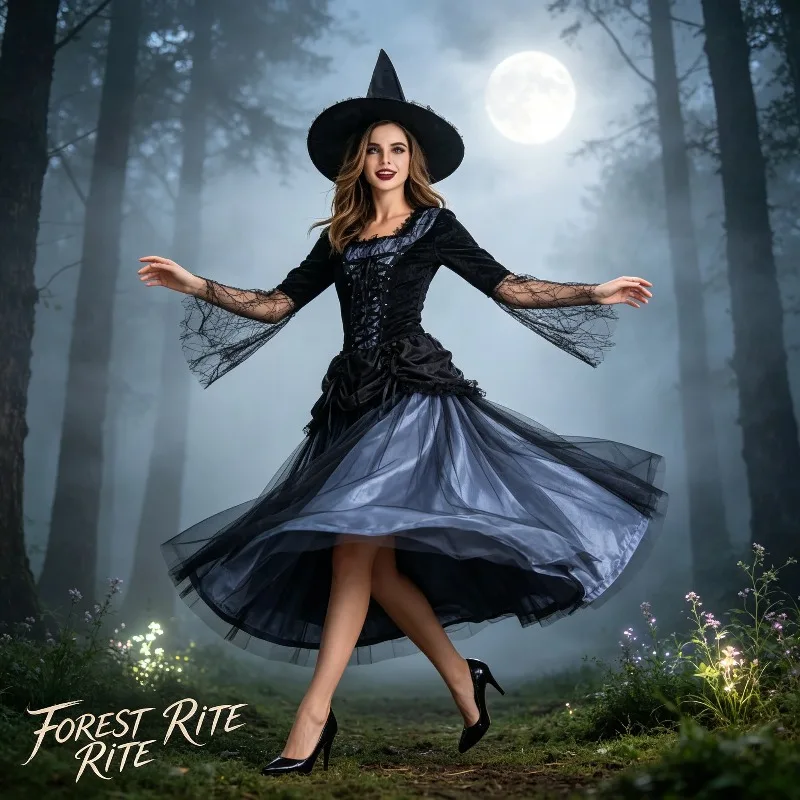 Halloween Witch Cosplay Dress Gothic Costume Suitable for Halloween Cosplay Stage Performances