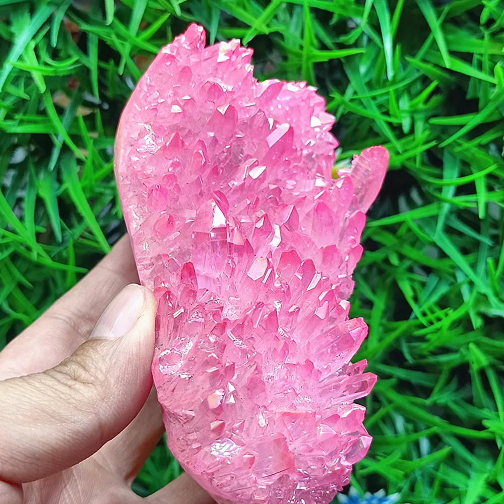 Natural quartz crystal coated with crystal, hand-carved skull. Home decoration, decorative piece, chakra.