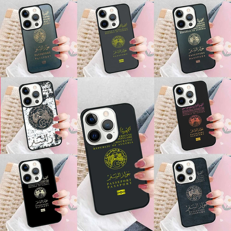 Algerian Passport Soft Phone Case Cover for iPhone 16 Promax 15 Pro 13 14 Plus 11 12 Mini XR XS MAX Coque