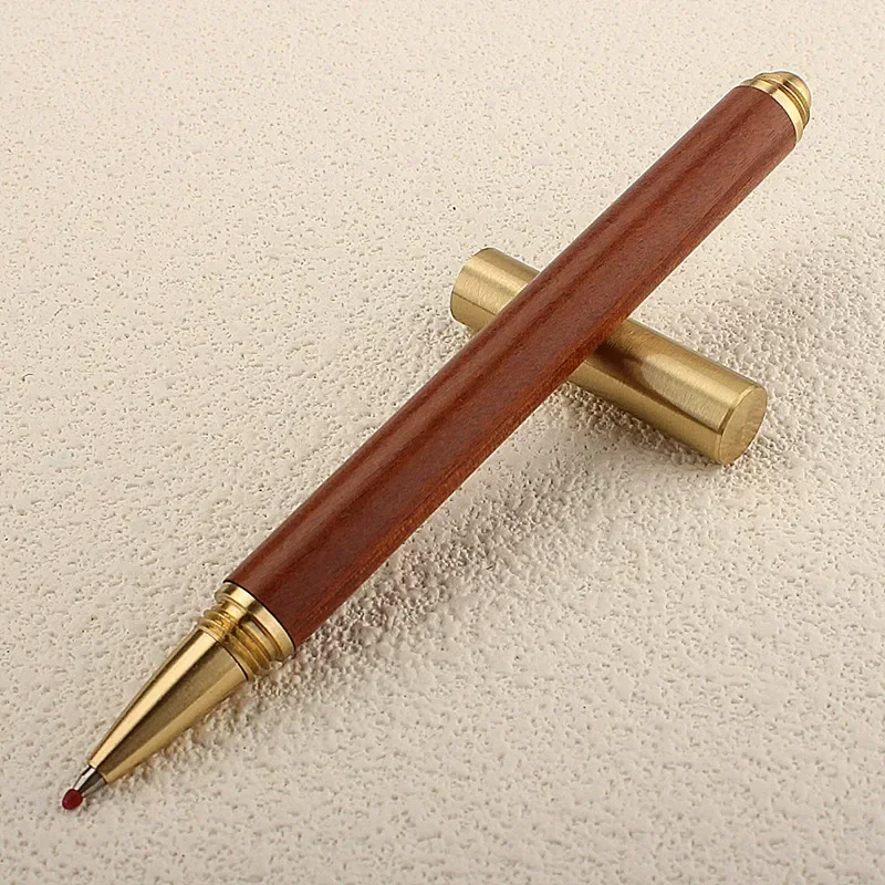 Luxury Metal Natural Wood Roller Ball Pen Handmade 0.5 Nib Black Ink Pen School Business Office Gift Writing Pen