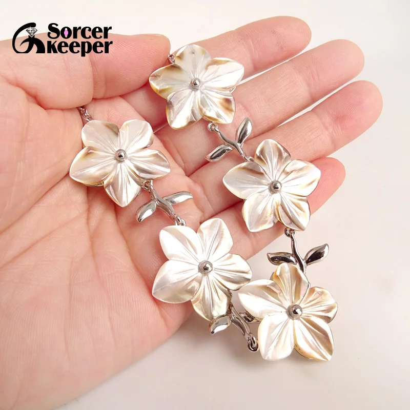 Fashion Nature Sea Shell Flower Statement Necklace Antique Jewelry Bohemian Vintage SilverColor Jewelry For Women XL022