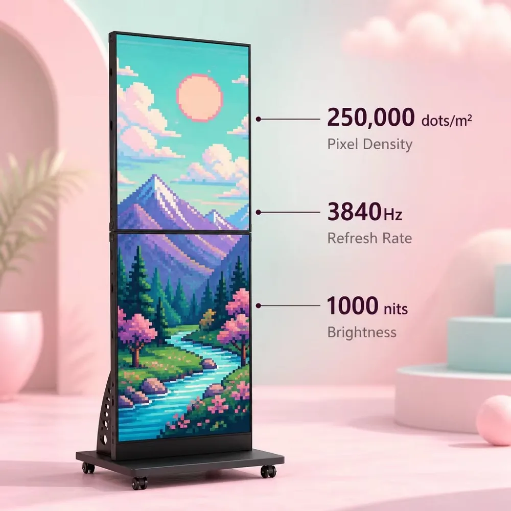 Indoor P2 LED folding display, high-resolution seamless splicing, lightweight design, flexible and multi-purpose, commercial