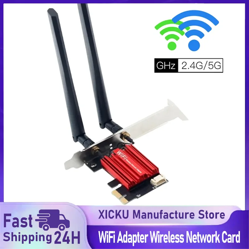 

AC1200 WiFi 5 PCIE WiFi Adapter Wireless Network Card Bluetooth 4.0 Dual Band 2.4G/5GHz 802.11AC For Desktop Windows 7/8/10/11