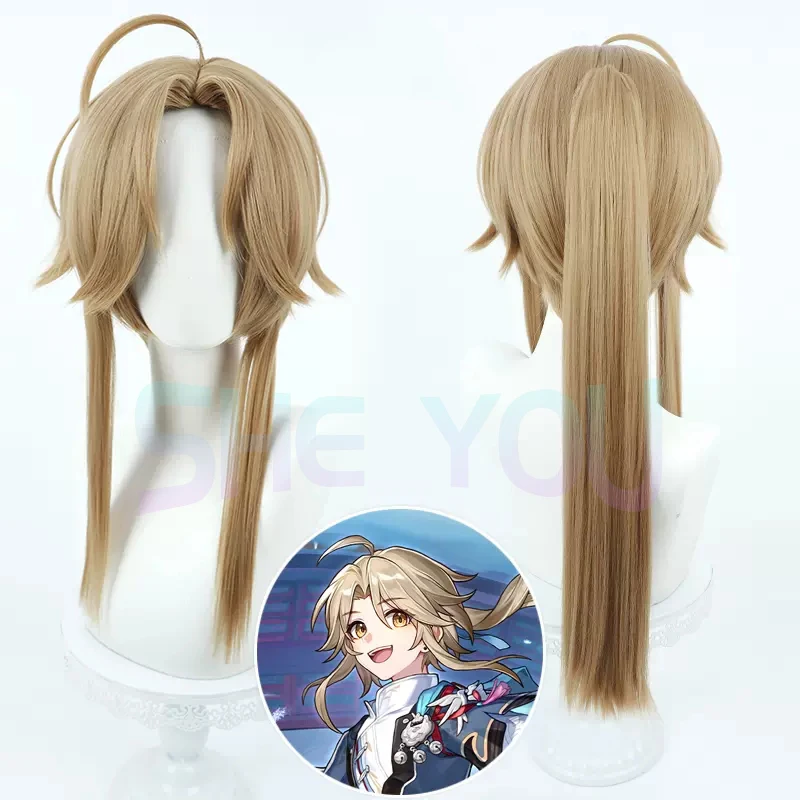 

Scalp Top Yanqing Cosplay Wig Game Honkai: Star Rail 70cm Long Ponytail Wig Heat Resistant Synthetic Halloween Wigs + Wig Cap