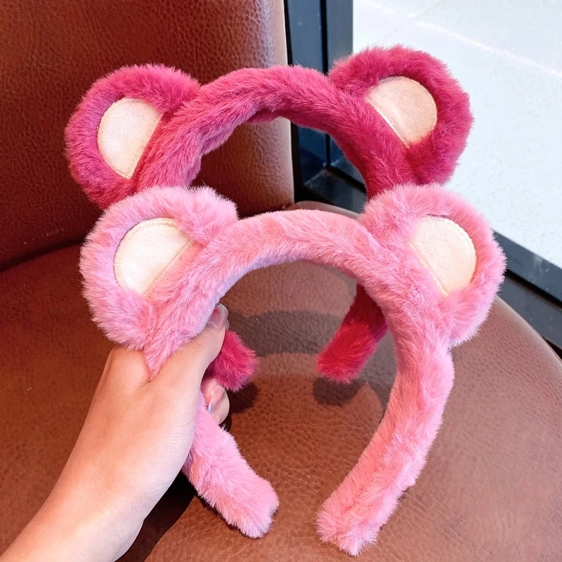 New Fashion Plush Headband Cute Pink Bear Korean Version Face Wash CaomeiBear Women\'s Hairband Hair Accessories