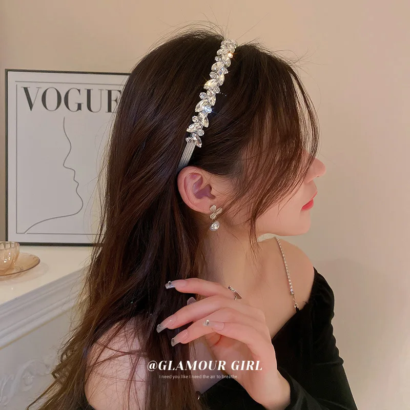 Transparent 925 Silver Crystal Women Headbands Crown New Silver Rhinestone Hair Accessories Bridesmaids Women Jewelry Headpieces