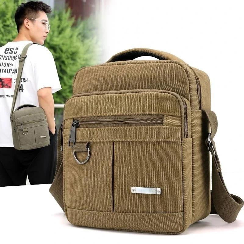 

Canvas Shoulder Bag Men's New Korean Style Canvas Messenger Bag Outdoor Leisure Travel Portable Shoulder Bag Purse Handbag