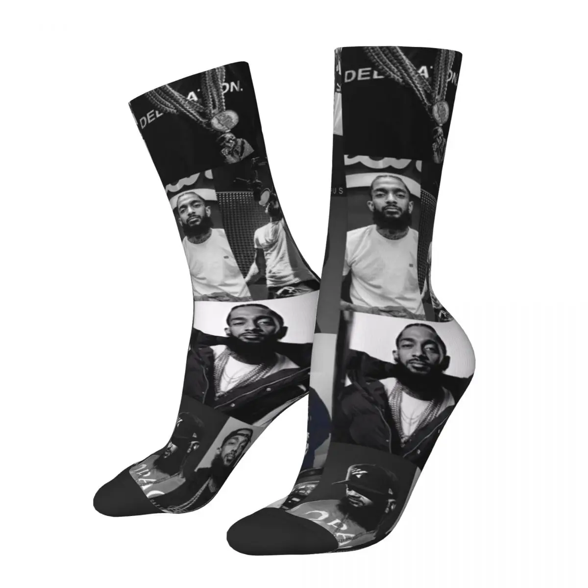 Happy Funny Men's Socks Casual N-Nipsey Hussles Musician American Rapper Sock Skateboard Women Socks Spring Summer Autumn Winter