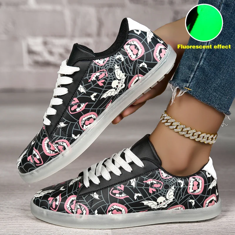 The Latest Holiday Spider Web Casual Board Shoes For 2024, Personalized Multifunctional Lace Up Couple Canvas Sneakers