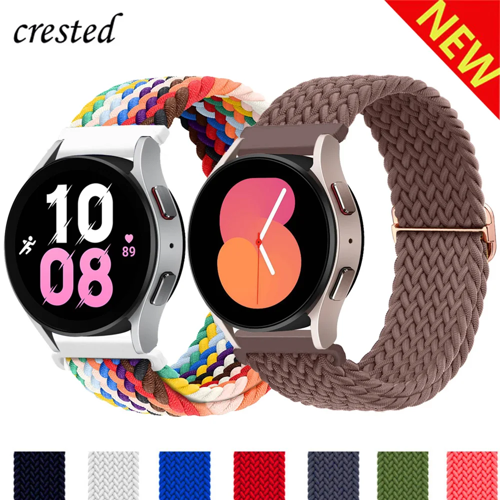 22/20mm Strap For Samsung Galaxy Watch 4 6 Classic/5 pro/3/active 2/s3 Elastic Braided Solo bracelet Huawei watch GT 2e pro band