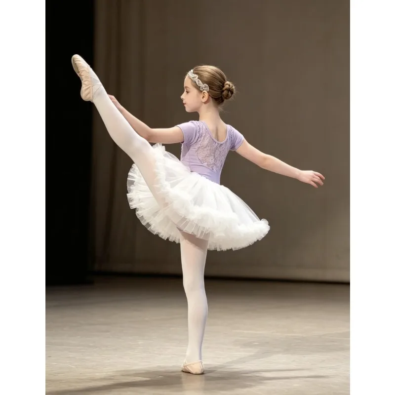 

Girls Ballet Leotard Lace Stitching Toddler Children's Examination Leotard Gymnastics Costume for Stage Daily Practice Kids Wear
