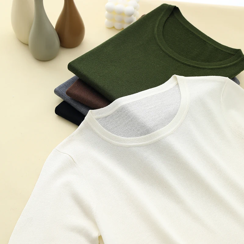 

Summer Women O-Neck Short Sleeve Sweater Female Loose Sweet Fashion Tops High-end Female Solid Lyocell Short Sleeve T-shirt