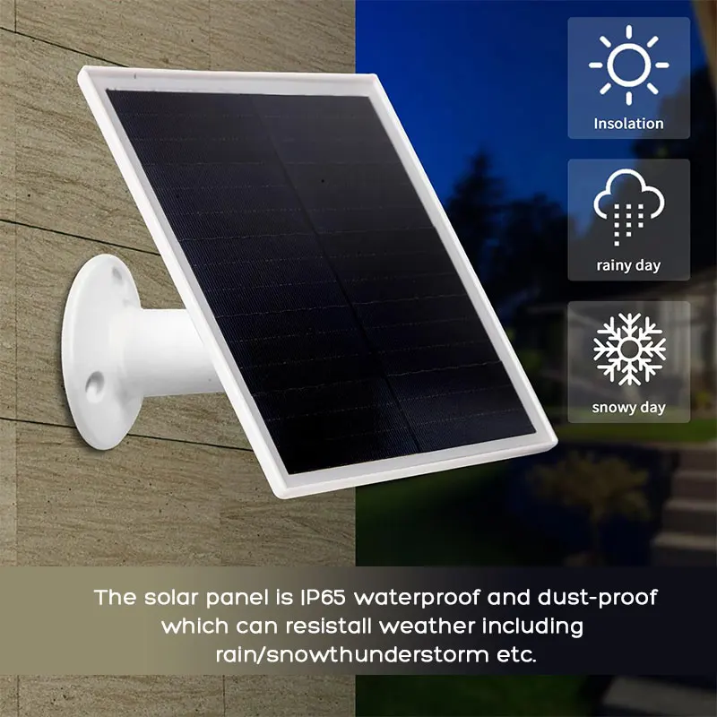 High Efficiency 5V DC 6W Waterproof Solar Panel for Security Camera Eufy Cam 2C/2C Pro/E40/E20/2/2 Pro/E Reolink Argus Eco/2E/PT