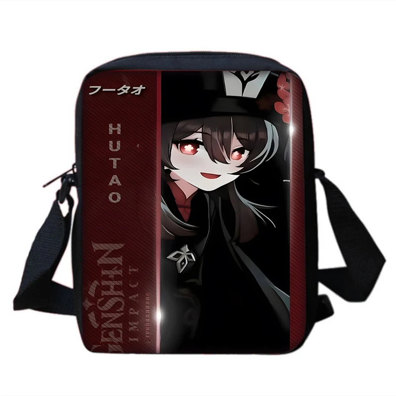 Boy Girls Hu Tao Genshin Impact  Printed Shoulder Messenger Bag Child Casual Handbag Men Women Phone Bag Shopping Bag