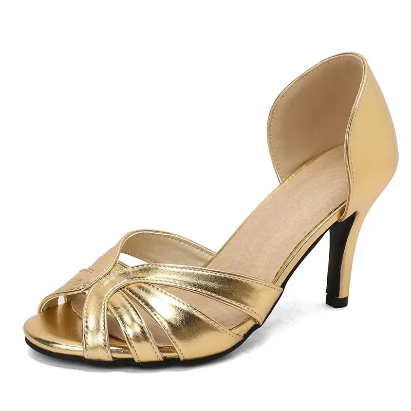 

Summer Open Toe High Heels Women Slip on Sandals Sexy 9cm Dress Shoes Gold Pink Stiletto Pumps Wedding Jazz Dance Thin Heel Shoe