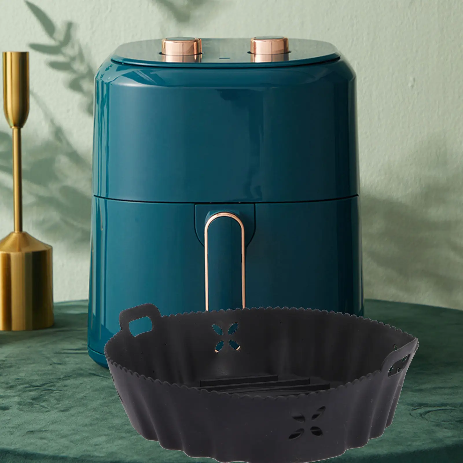 Forro de Silicone Antiaderente para Fritadeira a Ar, Reutilizável, Resistente ao Calor, Tapete para Cozinhar e Assar, Lavável na Máquina de Lavar Louç