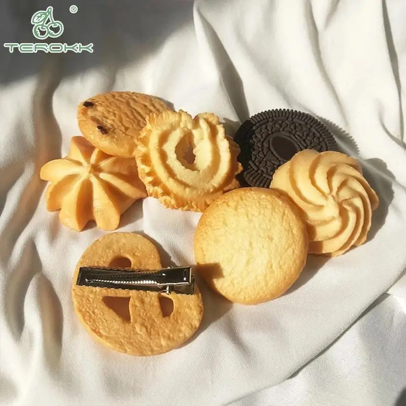 New Creative Girls Cute Biscuit Hairpin Simple Cookie Shape Side Top Hair Clip Headdress Hair Ornament Fashion Hair Accessories