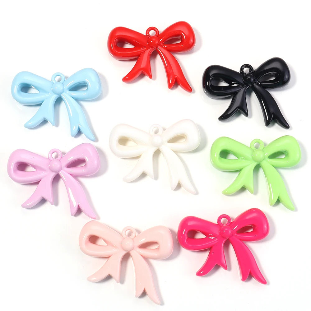 4-8pcs Big Colorful Acrylic Bowknot Charms Bow Spacer Beads Earrings Making Charm Pendants for Necklace Jewelry Making