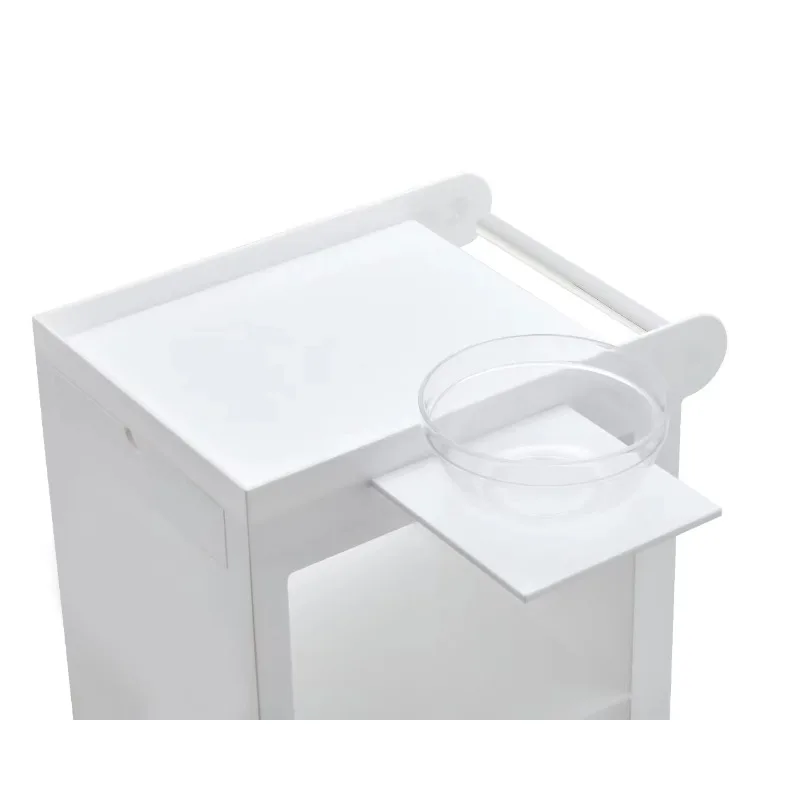 Acrylic White Mobile Beauty Trolley Cart Poratbale Rolling Hairdressing Salon Cart with Wheels