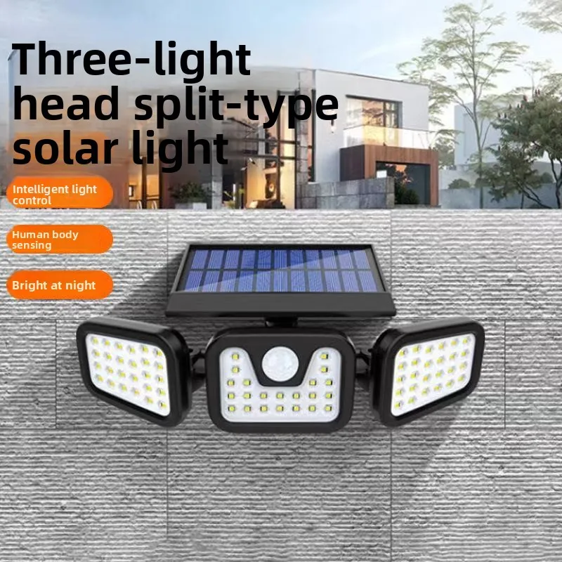 Solar Strong Light Wall Lamp Outdoor Waterproof Human Body Induction Courtyard Lamp Garden Villa Wall Ambient Lamp