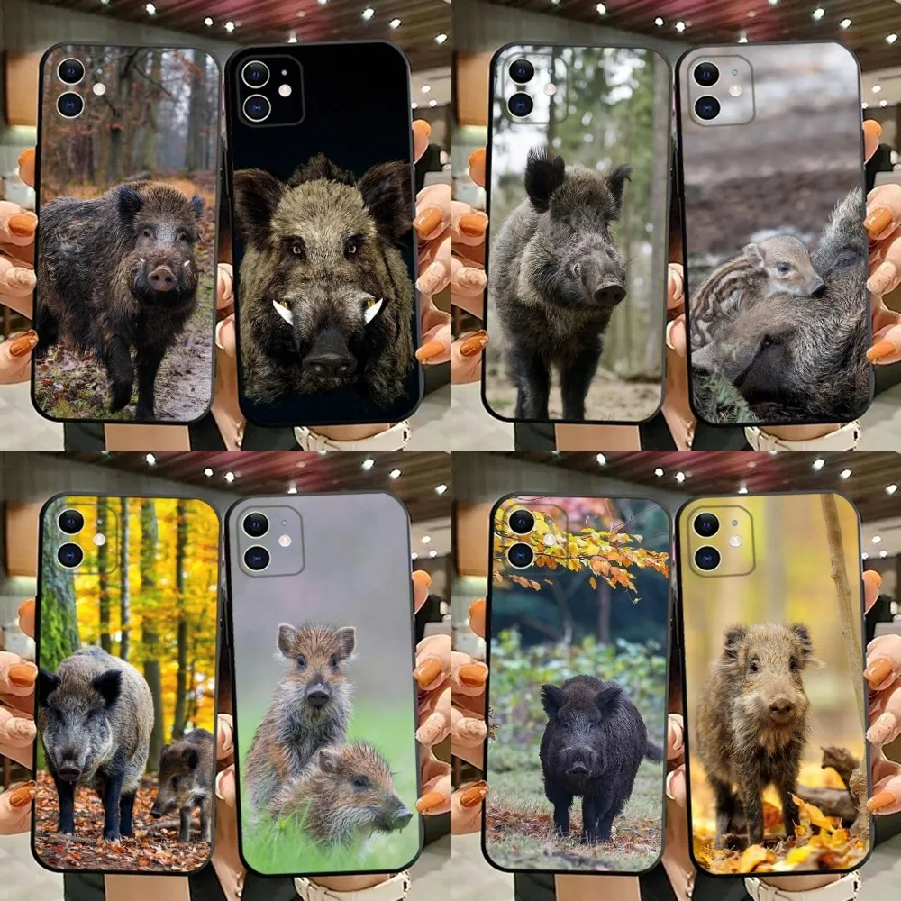 

Animal Wild Boar Phone Case For iPhone 15,14,13,12,11,Plus,Pro Max,XS,X,XR,SE,Mini,8,7 Soft Silicone Black Cover