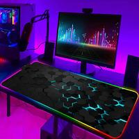 Geometric Art Mouse Pad XXL RGB Gaming MousePad HD Gamer Accessories Large LED Light MousePads PC Computer Carpet With Backlit