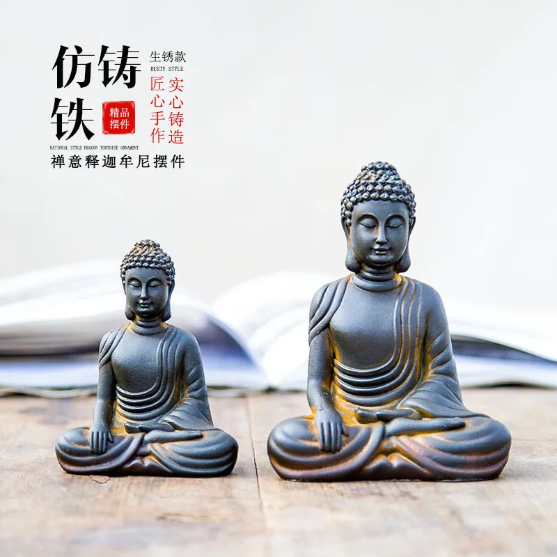 

Chinese Zen Style Shakyamuni Buddha Statue Desktop Ornament Home Handmade Vintage Decoration Craft Buddha Shrine