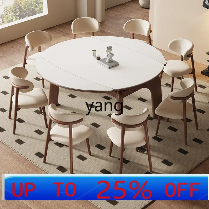 

LCX medieval solid wood rock slab retractable dining table variable round table folding small apartment