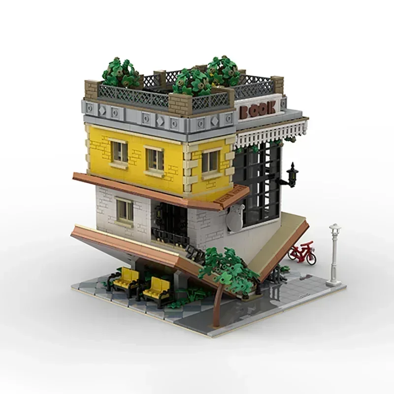 City Street View Model Moc Building Bricks Inverted Bookstore Technology Modular Blocks Gifts Christmas Toys DIY Sets Assembly