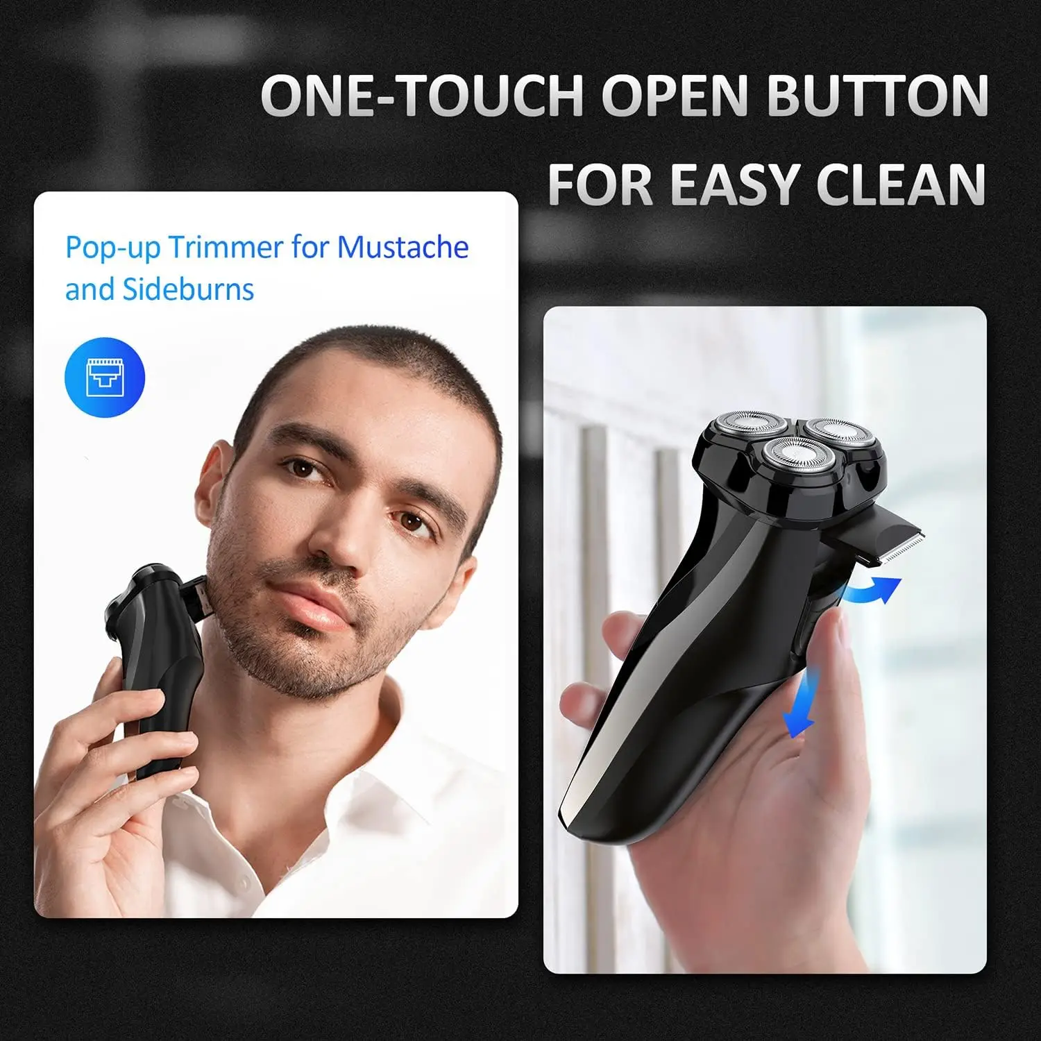 Sejoy Electric Shavers for Men Rechargeable Wet & Dry Electric Shaver with Pop-Up Trimmer - 3D Floating Cutter Head image 4