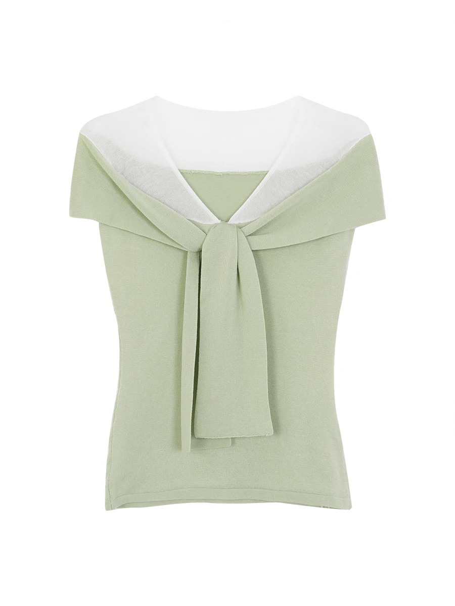 

een ort Sve Knitted T-irt Women's Summer Regular Fit Casual Sle Faion Design Single Piece Design Top for Ladies