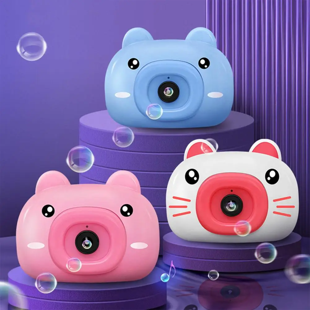 Electric Cartoon Bubble Camera Animal Pig Tiger Model Light Music Automatic Bubble Machine Children's Toys Summer Gifts Supply