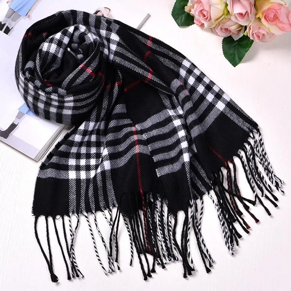 Winter Warm British Style Plaid Shawl Scarf Luxury Women Men Warm Tassel Long Shawl Pashmina Blanket Accessories Gift For Friend