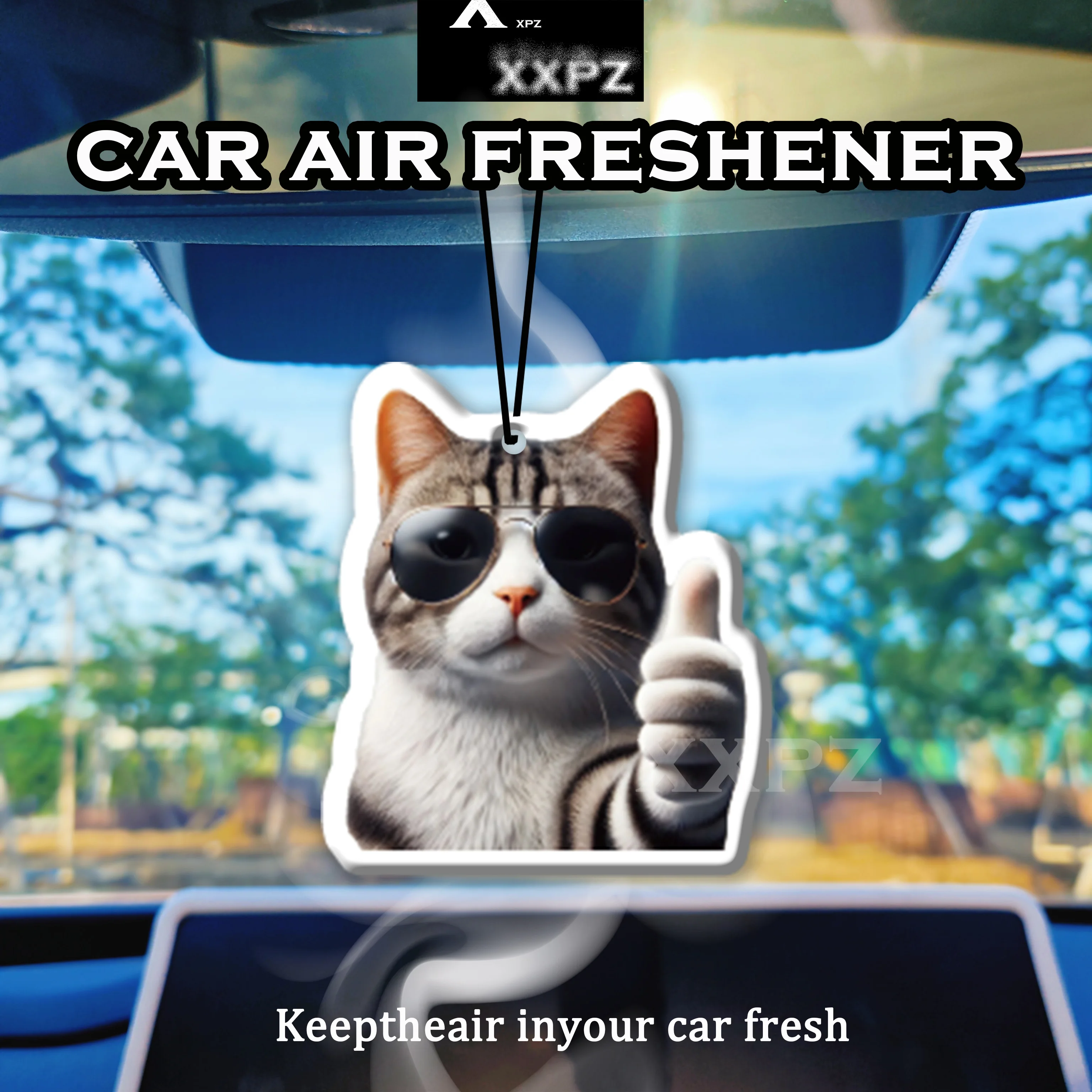 1/3pcs Praise Cat Car Air Freshener Auto Parts Car Hanging Adorable Cat Thumbs Up Design Gift for Friends Lavender