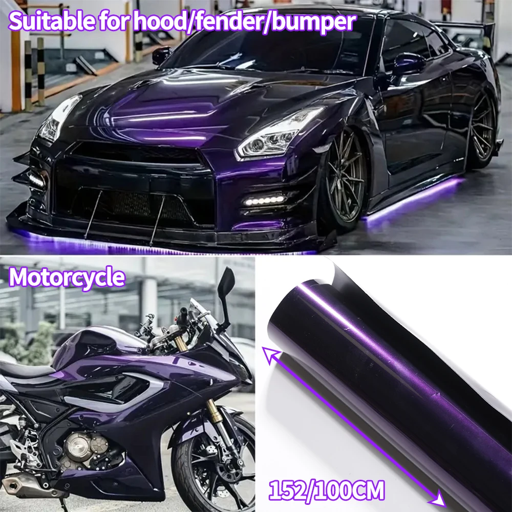 

152/100 см ПЭТ полуночная фиолетовая автомобильная пленка виниловая пленка для кузова автомобиля капот/крыло/бампер модификация мотоцикла упаковочные аксессуары